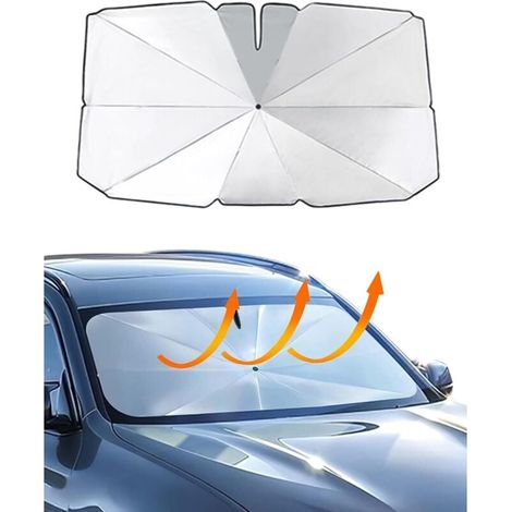 Pluworks Pare-Brise de Voiture,Pliable Pare-Soleil Parapluie Voiture,Protection UV Couverture Pare Brise Flexible Pare-Soleil de Voiture