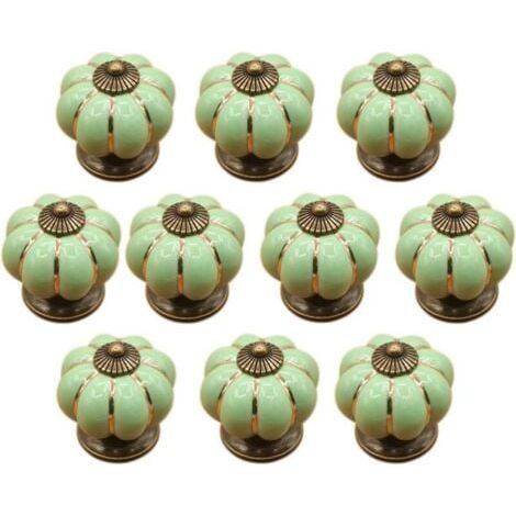 (Vert)10 Pcs Boutons de tiroir en céramique bouton de meuble pour tiroirs et placards de cuisine (1/5)