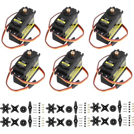Lot de 6 servomoteurs numériques 15KG en métal à Couple élevé pour Voiture, Bateau, Robot (1/5)