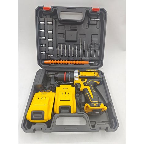 Perceuse Visseuse Sans Fil 21V, Perceuse à Percussion avec 2 Batteries Lithium et Chargeur, Mandrin Automatique 3 Fonctions, Tournevis Électrique Multifonction pour Bricolage