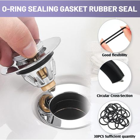 Joint Torique - 34 mm x 37 mm - Pour Bouchon de Lavabo à Action Poussoir - Lot de 3 (1/5)