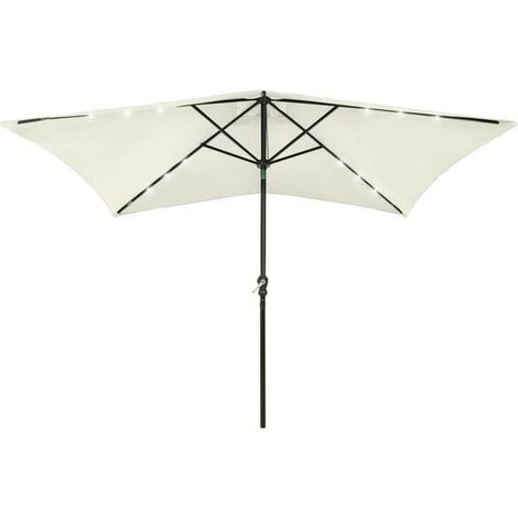 Parasol de jardin avec éclairage LED et mât en acier couleur sable, 2 x 3 mètres (1/5)