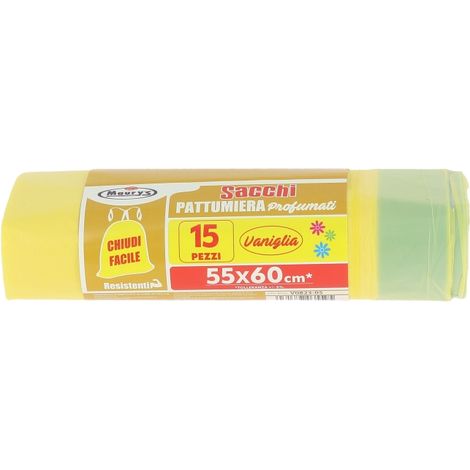 MAURY'S SACCHETTI PATTUMIERA 55X60 CONFEZIONE 15PZ VANIGLIA CON LEGACCIO