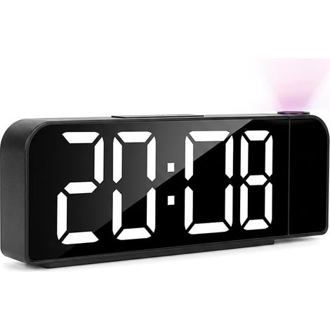 Verstellbarer 180°-Deckenprojektor-Wecker, Digitalwecker mit LED-Bildschirm, roter Projektion, 3 Projektionsebenen und 2 Projektionsmodi, Datums- und Temperaturanzeige, ideal für Kinder und Senioren, (1/5)