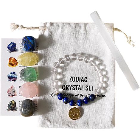 Lot de 12 pierres naturelles polies irrégulières signes du zodiaque cadeau cristal minéral décoration Balance (1/5)