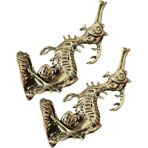 de 2 figurines décoratives hippocampes en laiton doré style