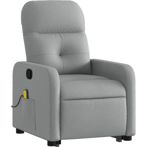 Poltrona relax TV funzione massaggio reclinabile 6 punti massaggio in tessuto grigio chiaro DEC026929