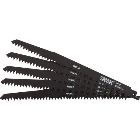 Draper Reciprocating Saw Blades for Wood Cutting, 240mm Length, 5 TPI, Pack of 5 (1/5)