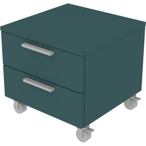 Cassettiera 2 cassetti - Design moderno, chiusura rallentata - Verde Petrolio (1/5)