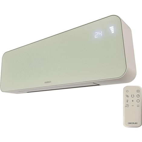 Stufa a parete da 2000 W, design in tessuto, display LED, telecomando, timer e lama oscillante.