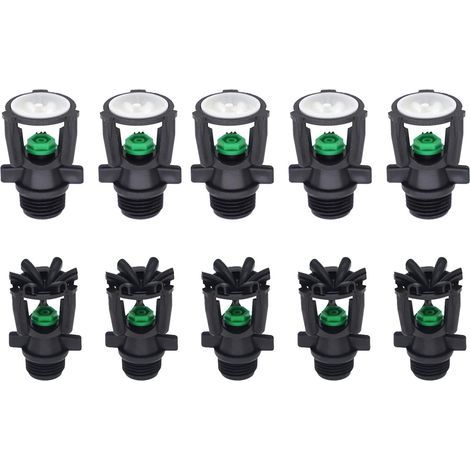 Lot de 10 arroseurs de jardin à filetage mâle, rotation automatique à 360 °, buse d'arrosage pour pelouse, serre, légumes et cultures (1/5)