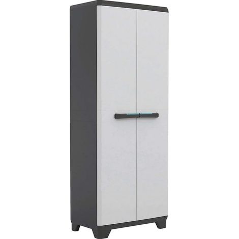 Armadio Portascope in Resina per Esterno con Vano Scope e Ripiani Regolabili Colore Grigio e Nero Linear Keter