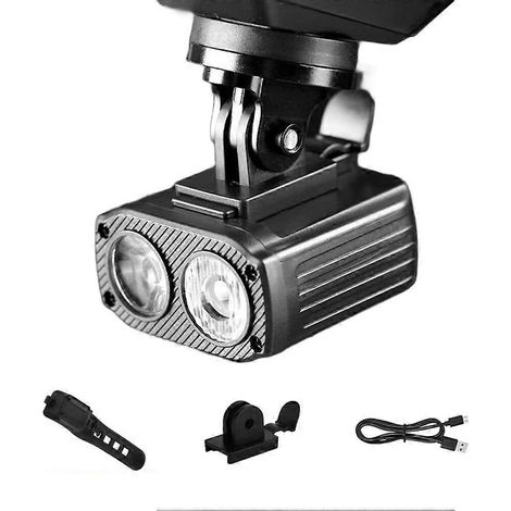 Fahrrad-Frontlicht, Fern- und Abblendlicht, LED-Lenkerlampe, USB-wiederaufladbare Fahrradlaterne, einfach zu montieren. (1/5)