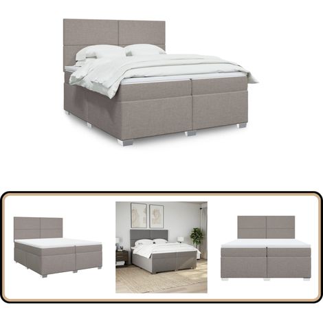 Boxspringbett mit Matratze Taupe 200x200 cm Stoff - Boxspringbett - Doppelbett - Bettsystem - Tapete - Massivholzmöbel