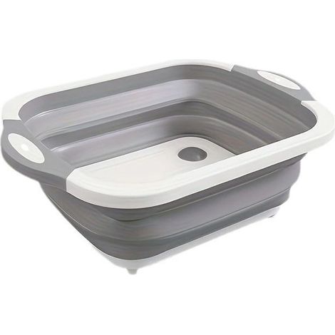 Planche à découper pliable avec passoire intégrée, planche à découper multifonctionnelle et panier de rangement pour pique-nique, camping ou barbecue. (1/5)