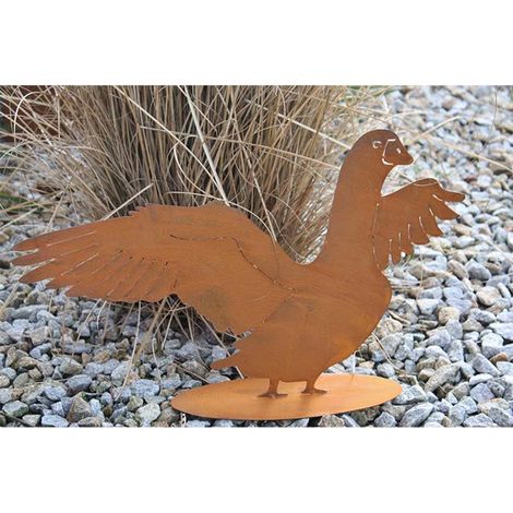 Oie Décorative en Métal Aspect Rouille Patine pour Jardin et Extérieur - Figurine 35 x 53 cm - PANGIVO (1/2)