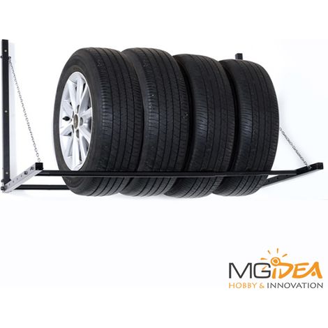 SUPPORTO PORTA GOMME PNEUMATICO AUTO MACCHINA GARAGE DA PARETE MURO SCAFFALE