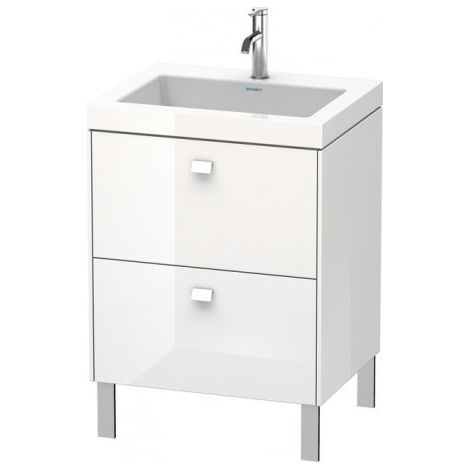 Duravit Brioso meuble lavabo c-collée avec socle sur pied 60,0x48,0 cm, 2 tiroirs, sans trop-plein, avec trou de robinet, 1 trou de robinet, Couleur (avant/corps): Décor Taupe Mat, manche chromé - BR4700O1091