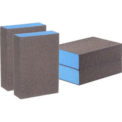 Generic Lot de 4 blocs d'éponges de ponçage 120 (grain 400) - Éponges de ponçage à la main humide/sèche - 100 x 70 x 25 mm - Pour polir les meubles de cuisine, métal, bois, cloison sèche, marron et (1/5)