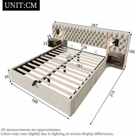 VVBV Matelas, 180 x 200 cm, velours, beige, ressorts, usage quotidien, design moderne (1/5)
