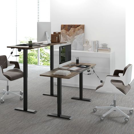 Bureau électrique réglable en hauteur en fer noir 140x70 cm, hauteur 72-116 cm (1/5)