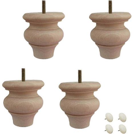 Massivholz-Möbelbeine, unbehandelte Kugelfüße, runde Sofafüße aus Holz, für Bett, Couch, Schrank, Bank, Stuhl, Hocker, Tisch, TV-Ständer, Lov-D-Clear