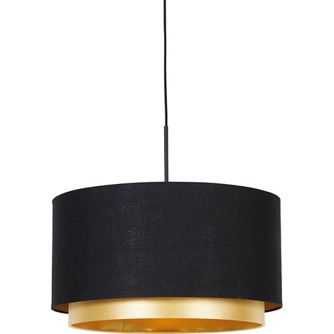 Modern Pendant Light Black with Gold 47 cm Duo Shade - Combi (1/4)