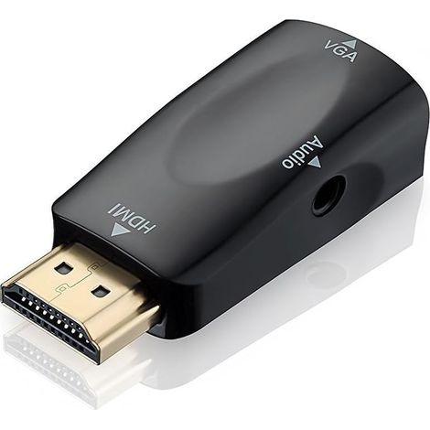 Plaqué or HDMI mâle vers VGA femelle vidéo convertisseur adaptateur avec câble audio 3,5 mm pour PC, TV, ordinateurs portables et autres périphériques HDMI de marque