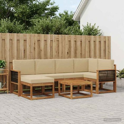 vidaXL Outdoor-Sofagarnitur 7 pcs Natur und Beige Massivholz Akazie (1/5)