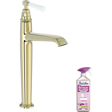 Mezclador de lavabo alto JACOB DELAFON Cléo 1889 beige oro + limpiador Briochin (1/5)