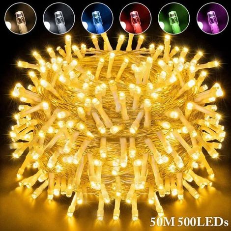Bardusch - Guirlande Lumineuse Exterieure Intérieur 500LED 50M (Jaune) Lumiere Sapin de Noël IP44 Étanche, Jardin Mariages Fêtes (1/4)