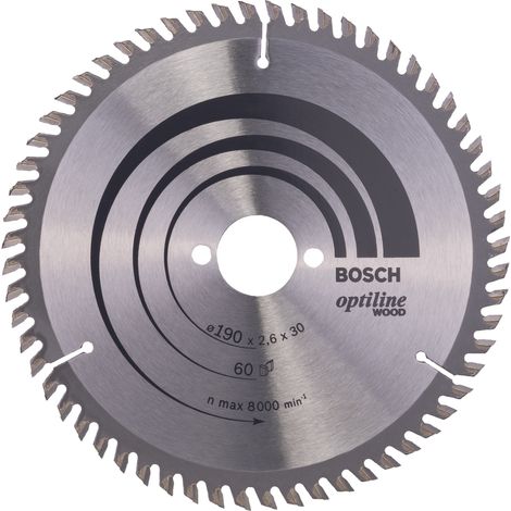 Bosch PRO Wood Kreissägeblatt, 190 x 2,6 x 30 mm, T60