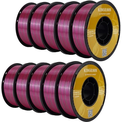 Filamento para impresora 3D, PLA sedoso, 1,75 mm de diámetro, color oro, verde y rojo rosado. (1/2)
