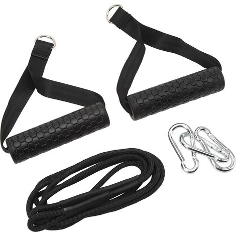 Corde de traction pour triceps, accessoire pour machine à câbles de musculation, sangle longue pour triceps avec 2 poignées pour un entraînement varié. (1/5)