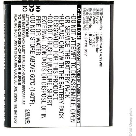 NX - Batterie téléphone, smartphone, GSM pour Lenovo 3.7V 1350mAh - BL233 (1/4)