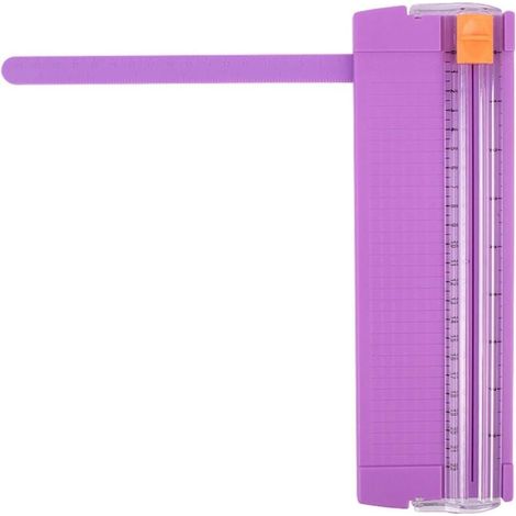 Cortadora de papel portátil con cuchilla reemplazable, cortadora de papel de guillotina, cortadora de papel morada para álbumes de recortes, para cortar cupones, fotos y etiquetas. (1/4)