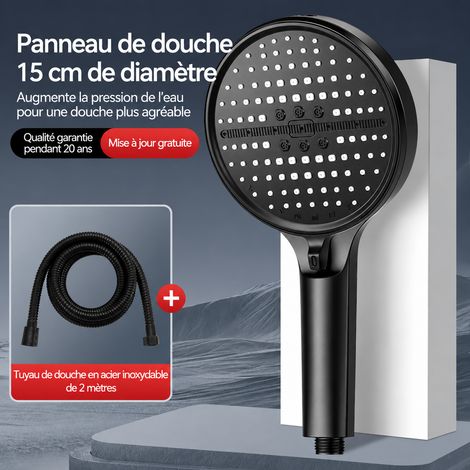 Douchette ensemble 4 noir classique, pommeau de douche haute pression avec flexible anti-explosion de 2,0 m, 15 × 4 × 26,5 cm, 360 g. – Livraison gratuite