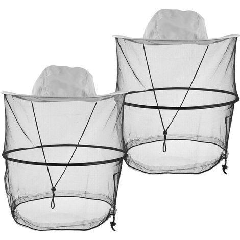 Lot de 2 Bonnets à Filet Pliables pour Apiculture Protection, Large Bord Rigide et Voile Protecteur pour Promenades en Plein Air