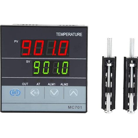 Regolatore di temperatura digitale PID tipo K EMUKOEP MC701, ingresso sensore PT100, uscita relè SSR (1/5)