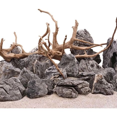 Aquarium Natursteine Wurzel 5kg Mini Landschaft  + Moorkienwurzel M
