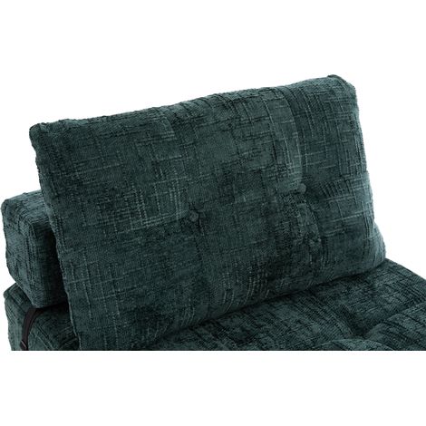 Canapé-lit pliant 2 places en chenille vert foncé – avec coussin, matelas à dossier, compact – pour salon, chambre ou voyage (1/5)