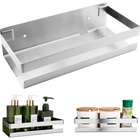 Support de salle de bain en acier inoxydable, support de douche, 20 cm, le Perçage et l'installation sont nécessaires-Argent-Fei Yu (1/5)