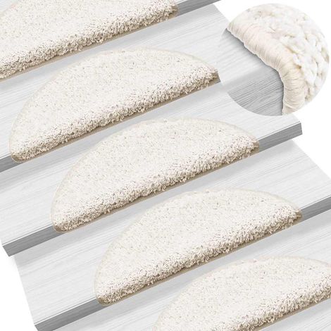 vidaXL Stair Mats 10 pcs 56x17x3 cm White Half Round (1/5)