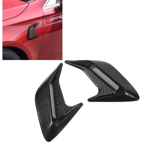 Modification de voiture : modification en fibre de carbone des ouïes de requin, simulant des aérations, modification des aérations en forme de cornes de taureau (une paire, gauche et droite), noir. (1/5)