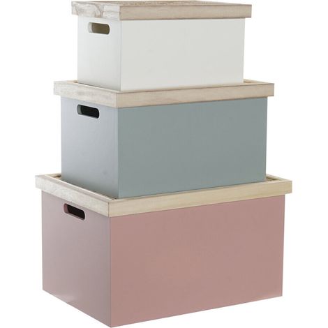 Boöte Set 3 Mdf Osier 42X31X24 Rose (1/4)