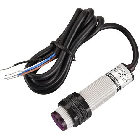 Heschen M18 Infrared Photoelectric Proximity Switch, Diffuse Reflection Type, E3F-DS100C3, Detection Distance 10-100cm, 10-30VDC 200mA, NPN NO+NC, 4 Wires (1/5)
