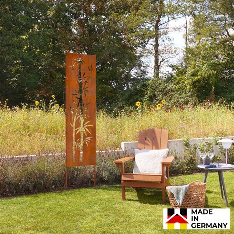 HOME DELUXE - Rost Sichtschutz - AURELIA - 230 x 50 x 1,5 cm, wetterbeständig, edle Rostoptik I Gartenstecker Rostschild Sichtschutz Deko aus Rost Gartenschild Metall Sichtschutz Stahl