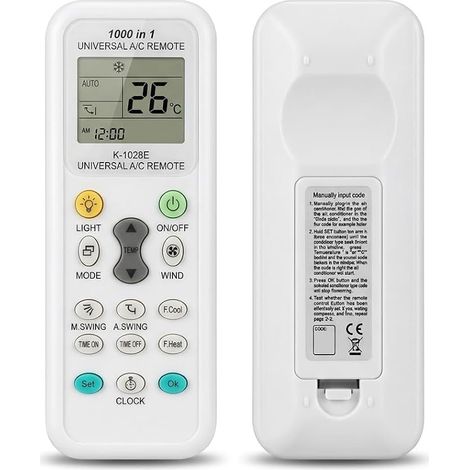 Mando a distancia universal para aire acondicionado K-1028E 1000 en 1 para LG, Samsung, Daikin, Midea, Toshiba, Haier, Hitachi, Sharp, Sanyo, Hisense. Repuesto para aires acondicionados con pantalla L (1/5)