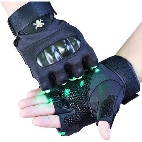 Gants Avec Lampe Led - Éclairage Mains Libres - Antidérapants Résistants à l’Usure - Pour Mécaniciens Électriciens Travaux en Intérieur Obscur - 1 Pièce