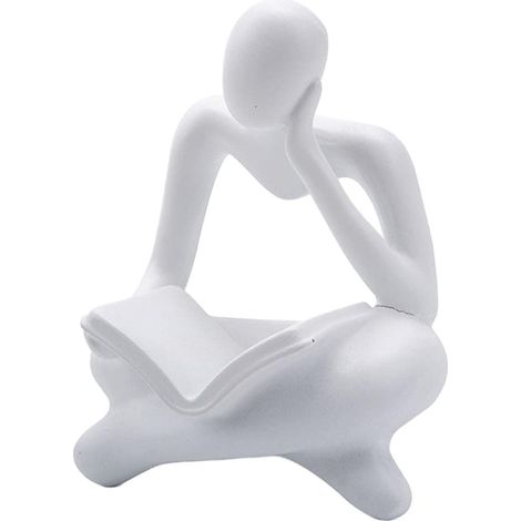 1 Statue Décorative Résine Design Moderne Abstrait Blanc pour Salon Bureau (1/5)